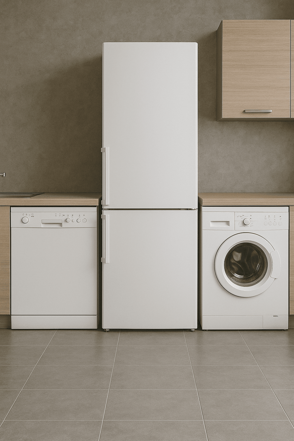 White goods including fridge, washing machine and dishwasher awaiting removal